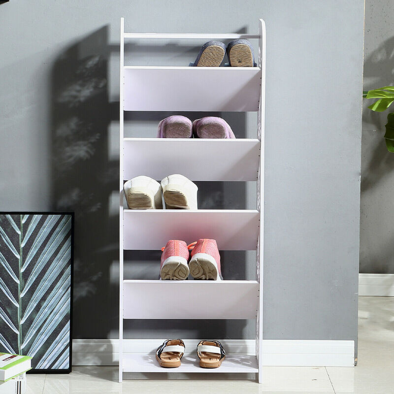 6 Tiers 40/60cm Width Tilt Chic Hollow Shoe Rack Stand Storage