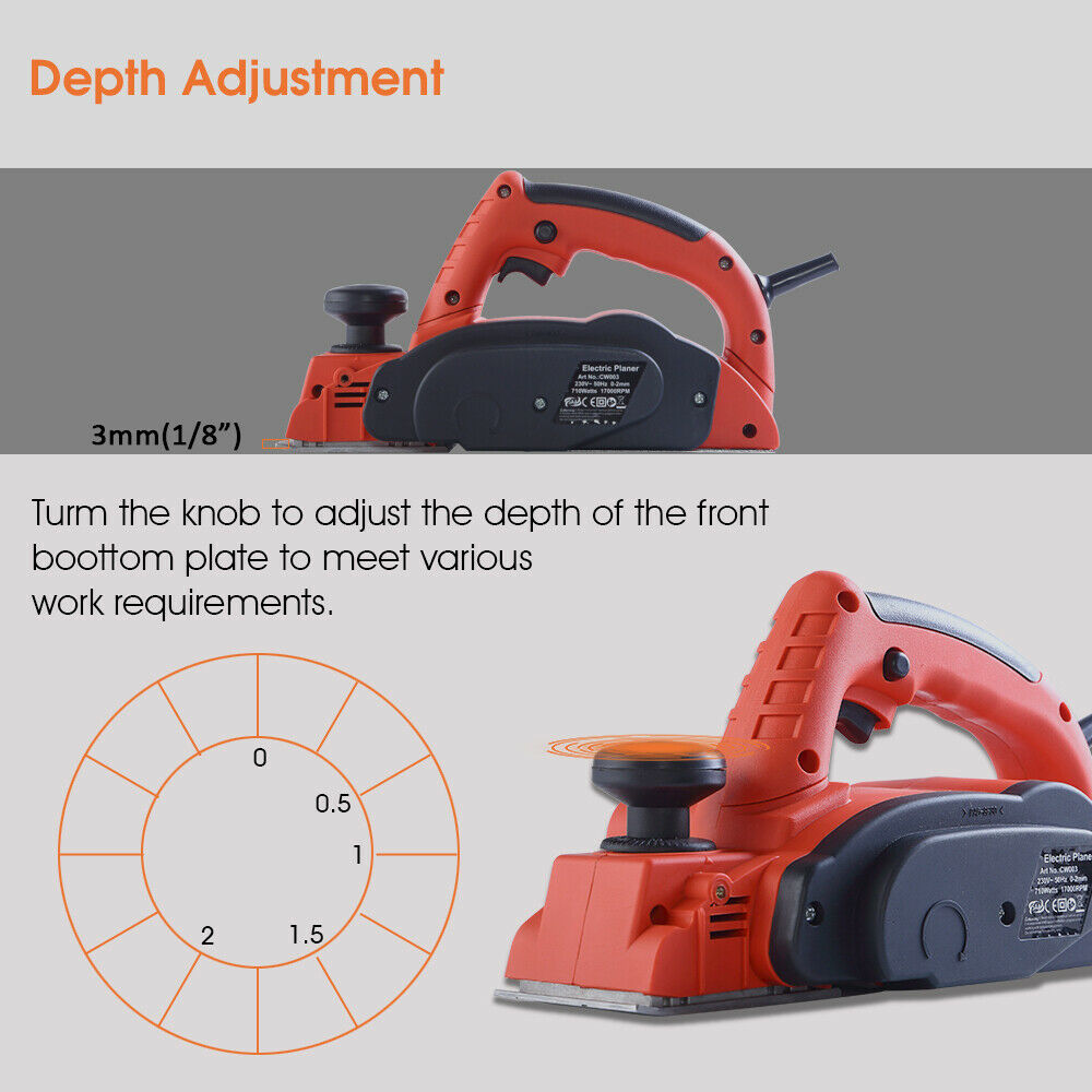 710W Powerful Electric Wood Planer Door Plane Hand Held 710W Powerful Electric Wood Planer Door Plane Hand Held