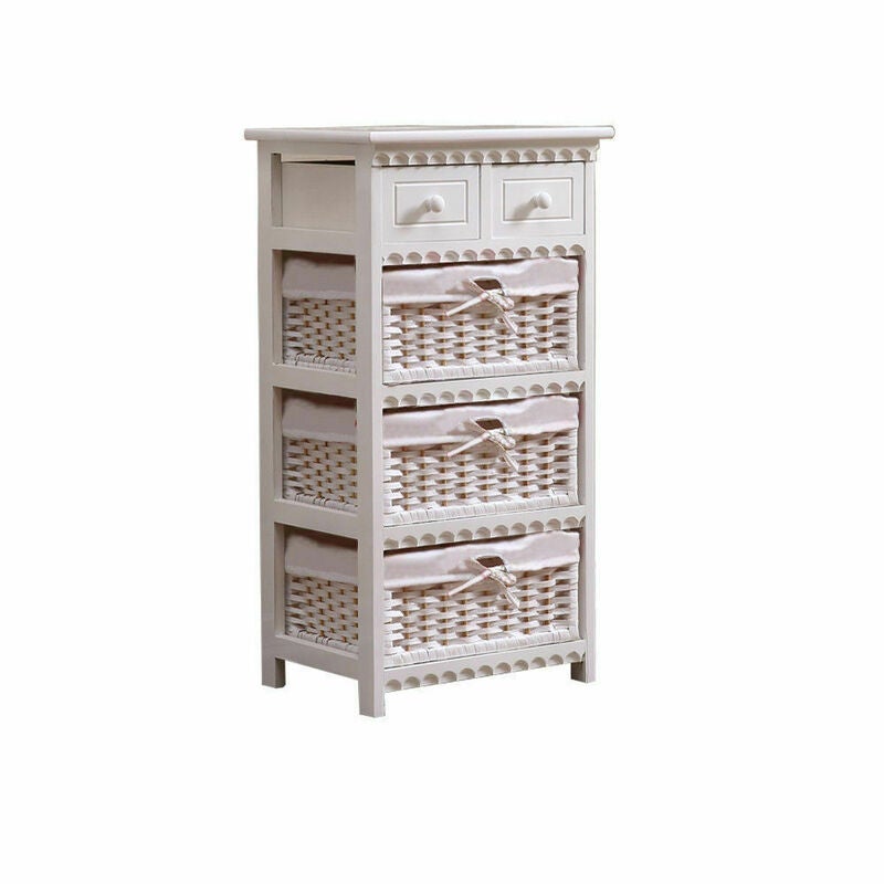 White Bedside Tables Wood Drawer Wicker Storage Cabinet With