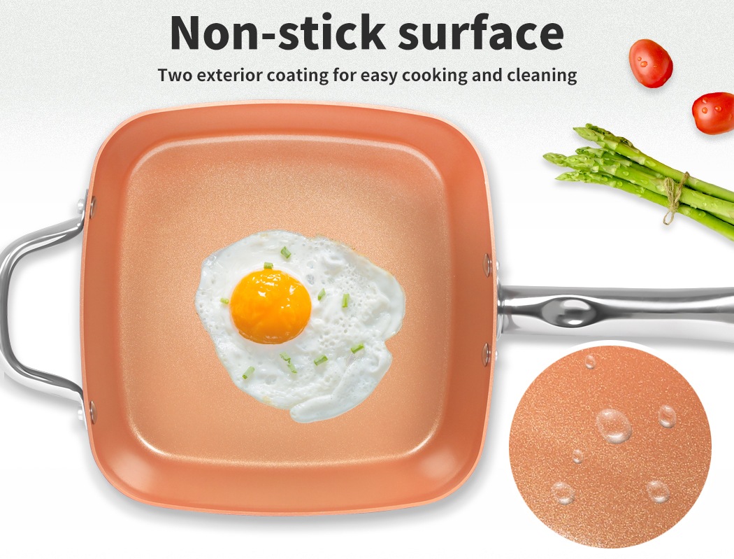 Ceramic Copper NonStick Induction Deep Frying Pan Dishwasher Safe Fry