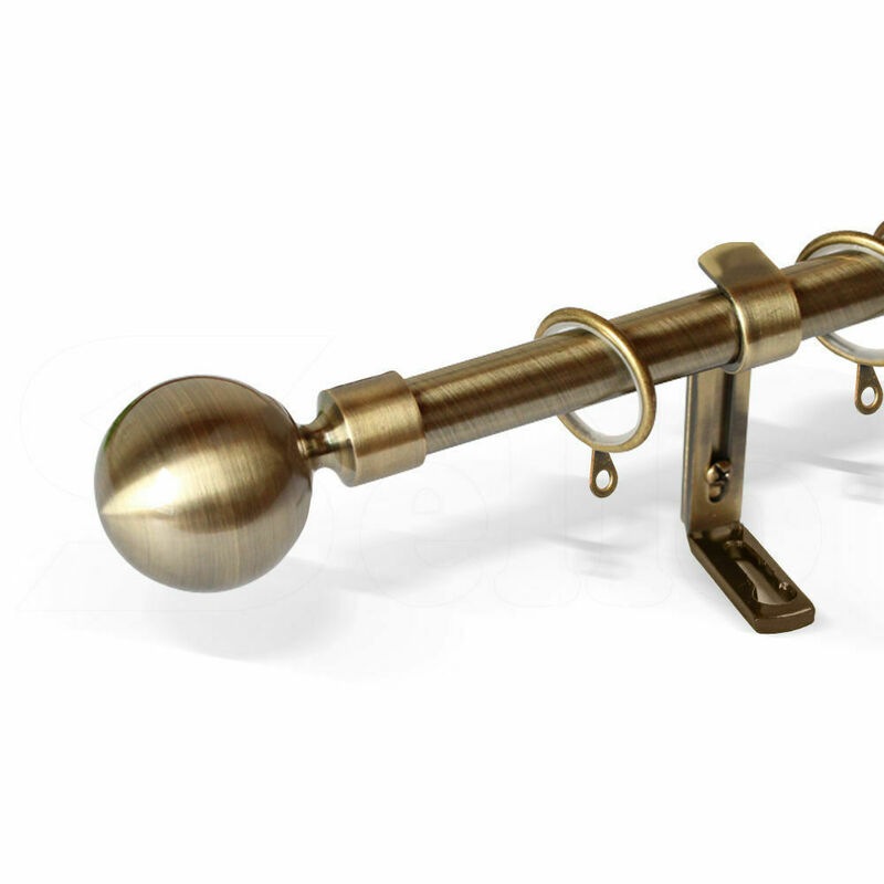 Curtain Rod Metal Pole Rail Finial Set Extendable 120210/160300/190