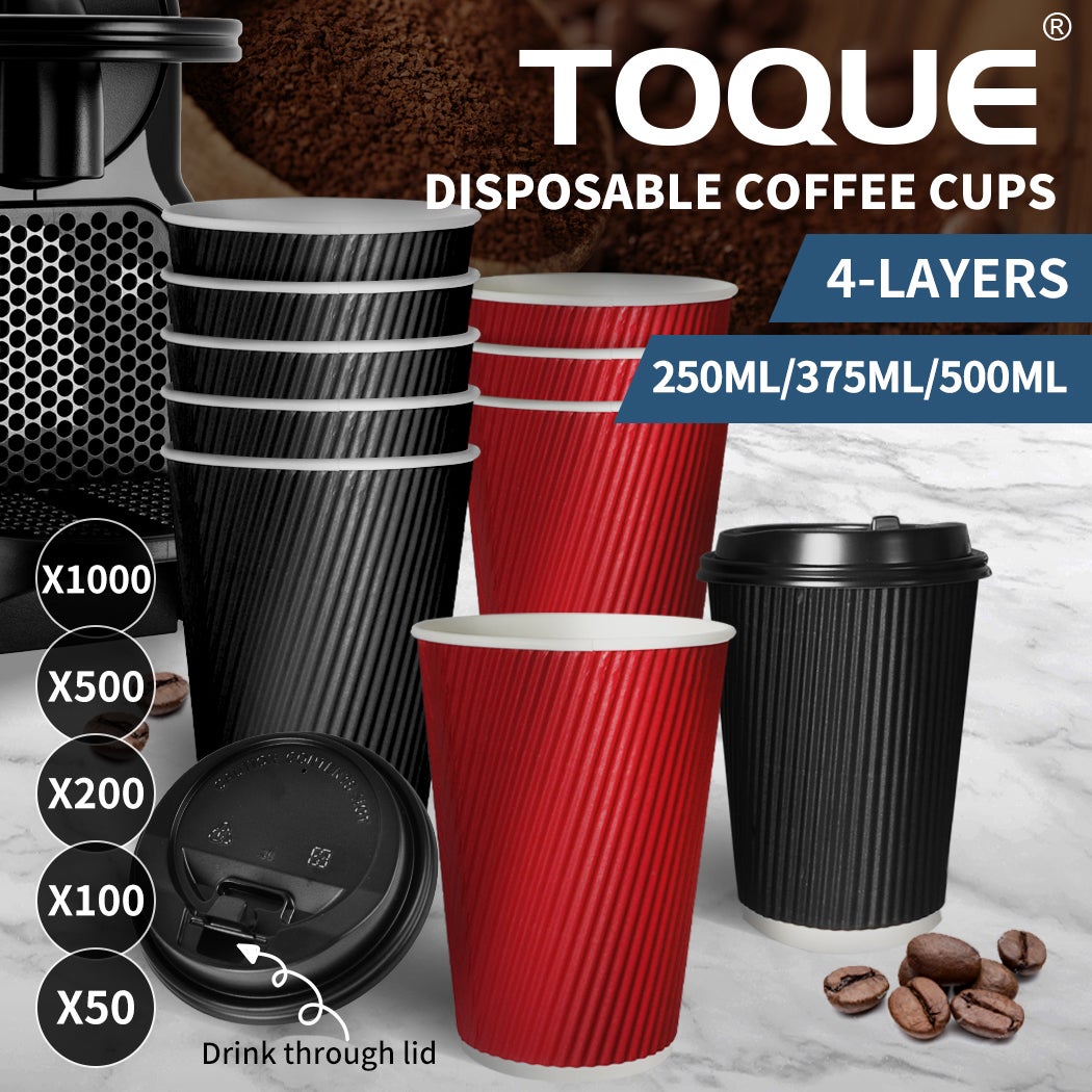 Disposable Coffee Cups 8oz 12oz 16oz Takeaway Paper Triple Wall Take Away Bulk Buy Commercial 5173