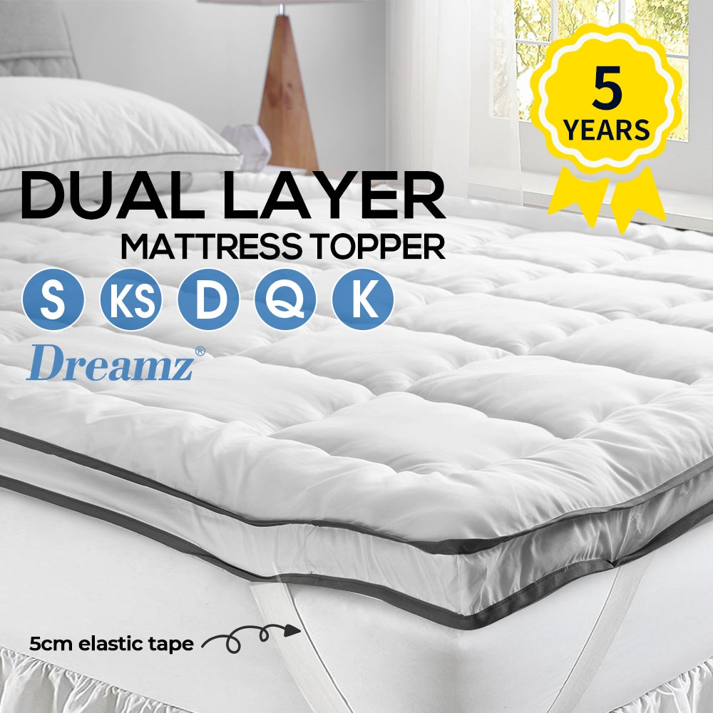 Dreamz Bedding Luxury Pillowtop Mattress Topper Mat Pad Protector Cover