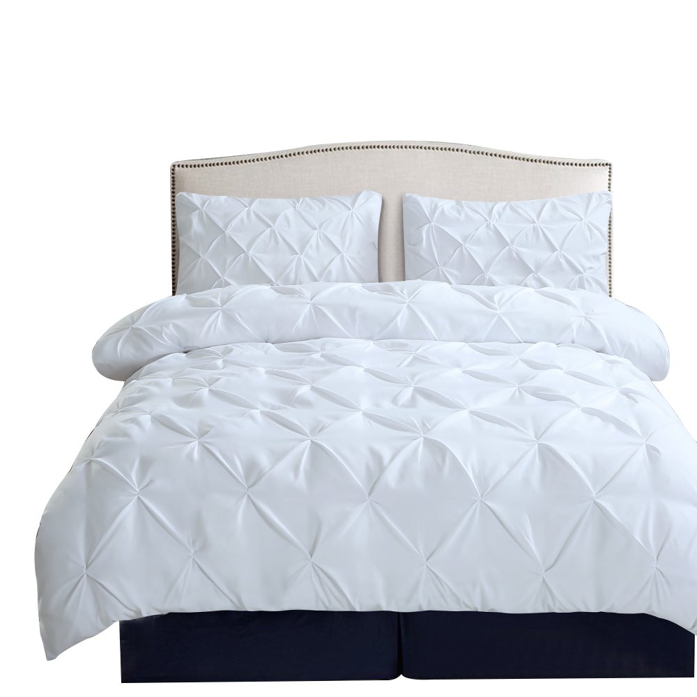 Dreamz Diamond Pintuck Duvet Doona Quilt Cover Set Queen King Size