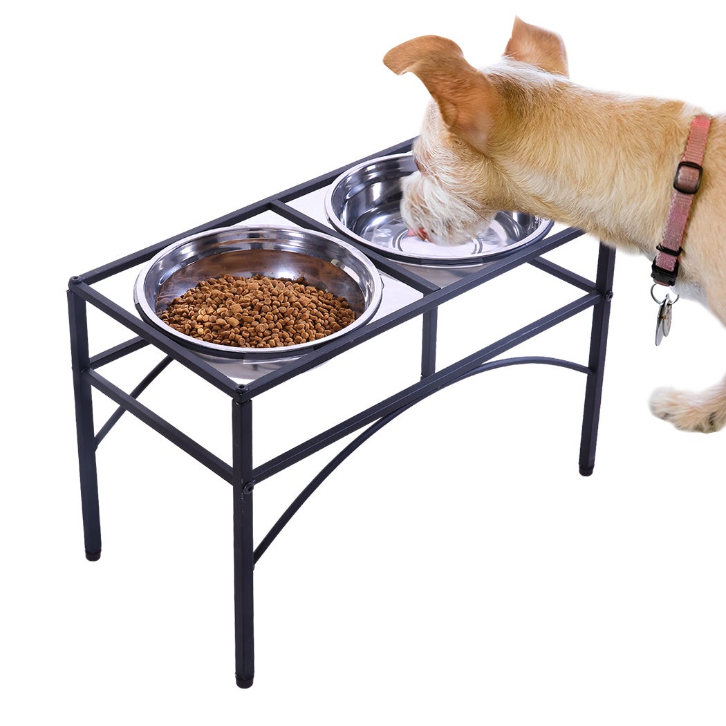 Dual Elevated Raised Pet Dog Puppy Feeder Bowl Stainless Steel Food ...