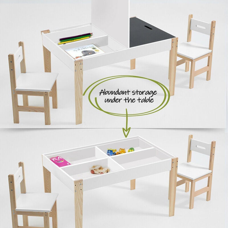 Levede Kids Table and Chairs Set Study Activity Chalkboard ...
