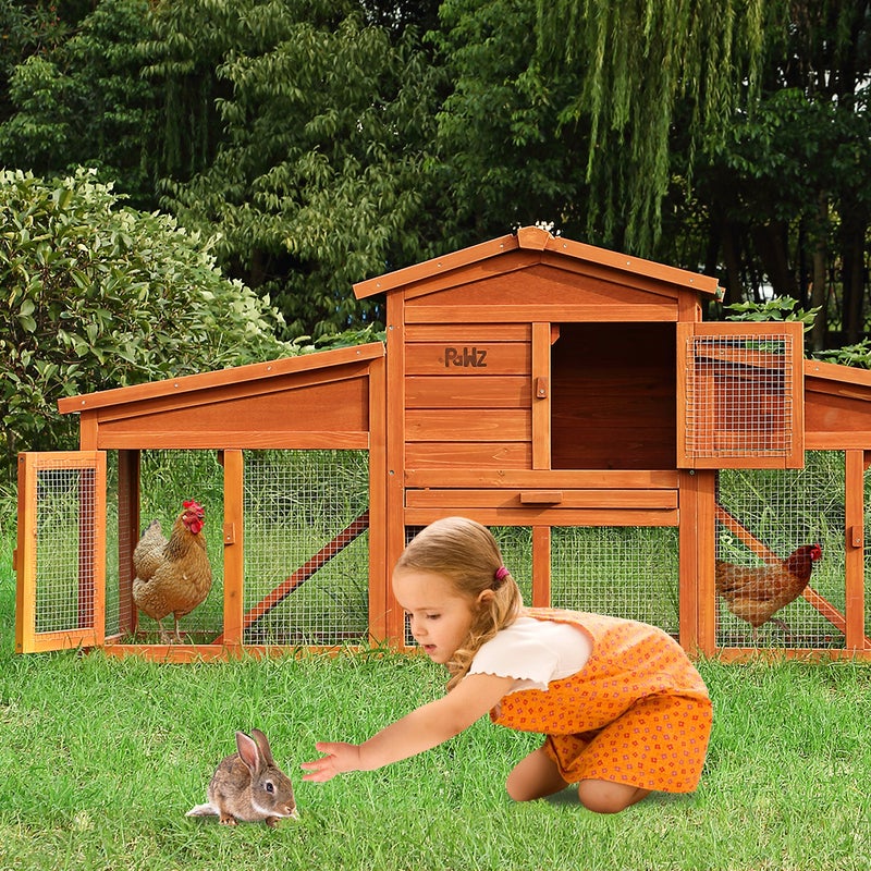 Pawz Wooden Dule Use Outdoor Rabbit Hutch Chicken Coop Hen 