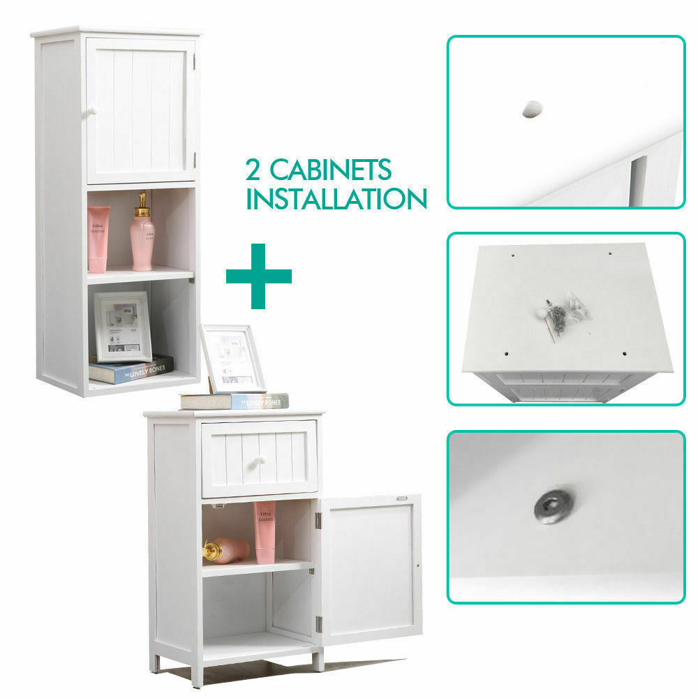 Levede 2 in 1 Bathroom Tallboy Furniture Toilet Storage Cabinet Laundry ...