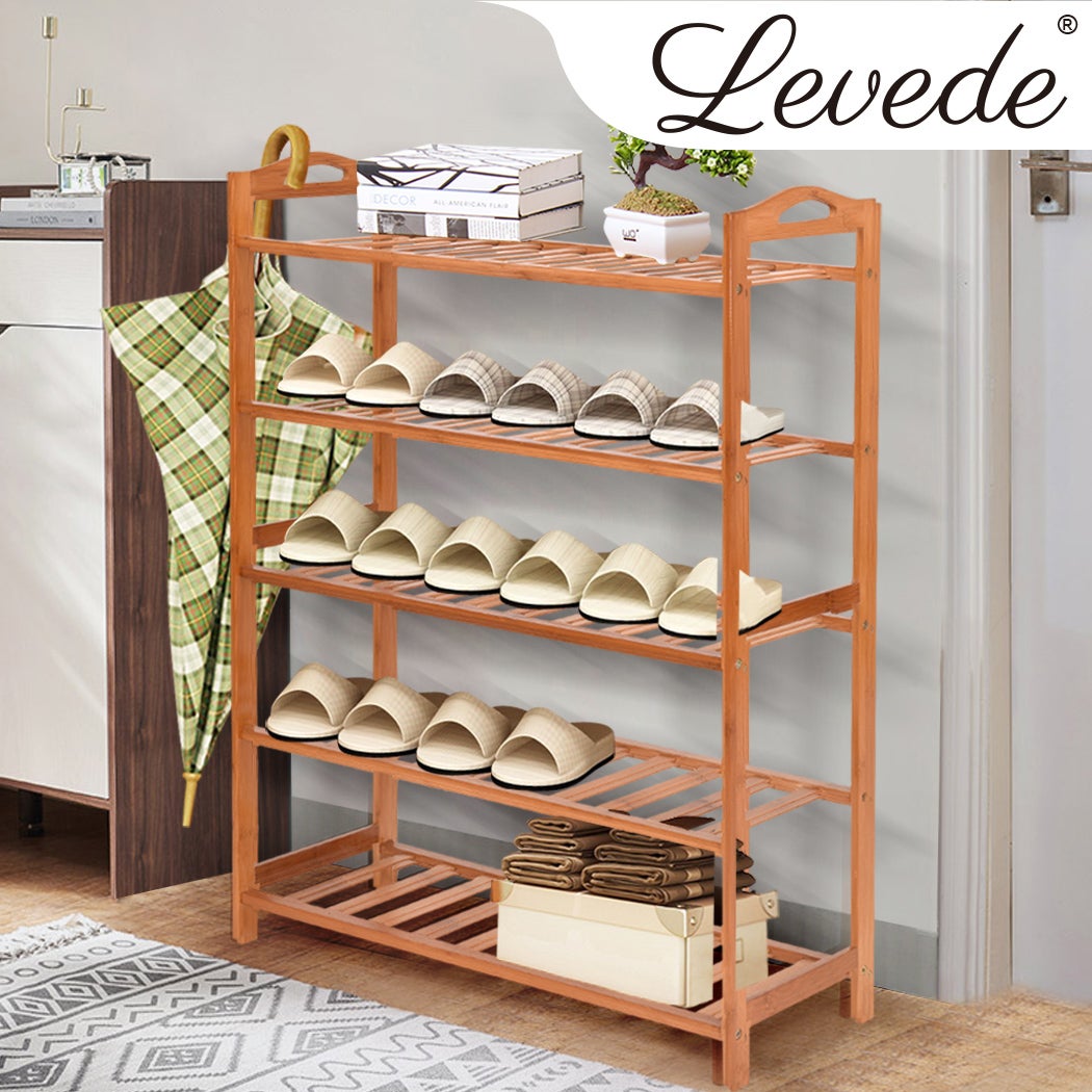 Levede 5 Tiers Bamboo Shoe Rack Storage Organizer Wooden Shelf Stand Shelves Buy Shoe Organisers 1578477