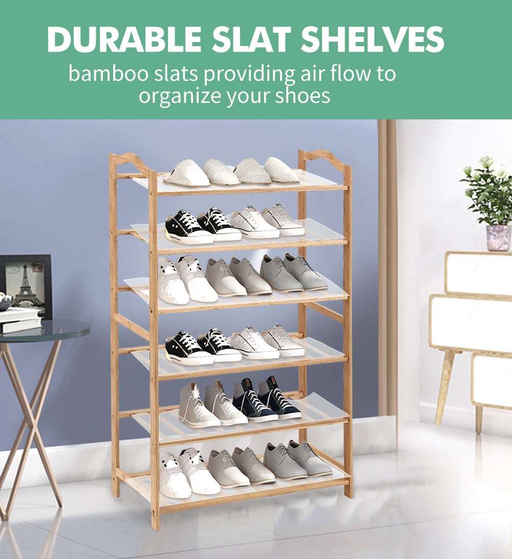 Levede Bamboo Shoe Rack Storage Wooden Organizer Shelf Stand 6 Tiers Layers 70cm Buy Shoe Organisers 1246002