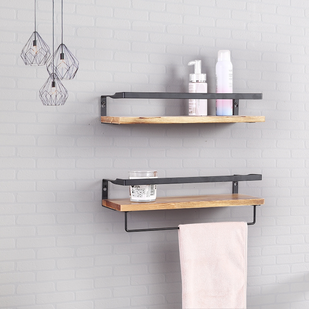 Levede Floating Shelf Brackets Towel Rail Rack Display Shelves Wall ...