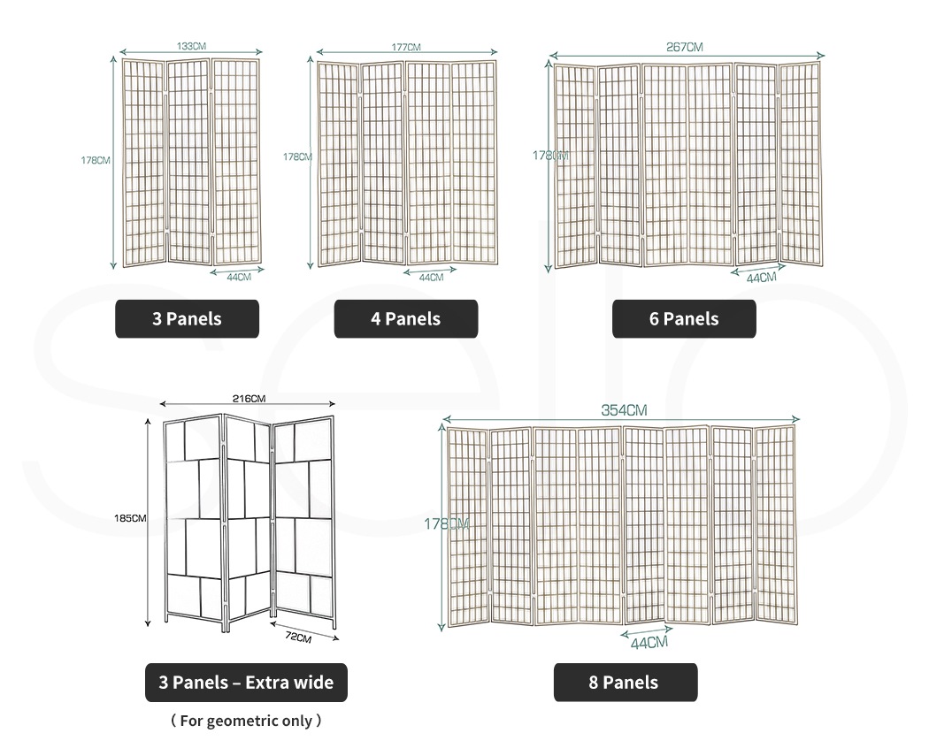 Levede Room Divider Screen 3/4/6/8 Panel Privacy Wooden ...