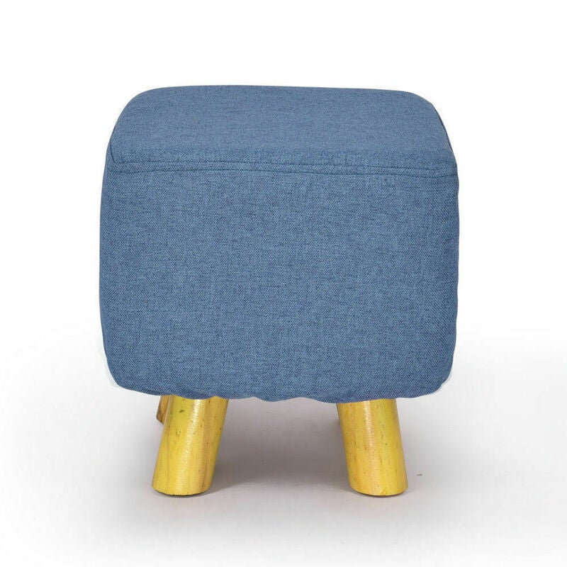 Linen Fabric Stool Bench Chair Footrest Upholstered Seat Pouffe Lounge Footstool