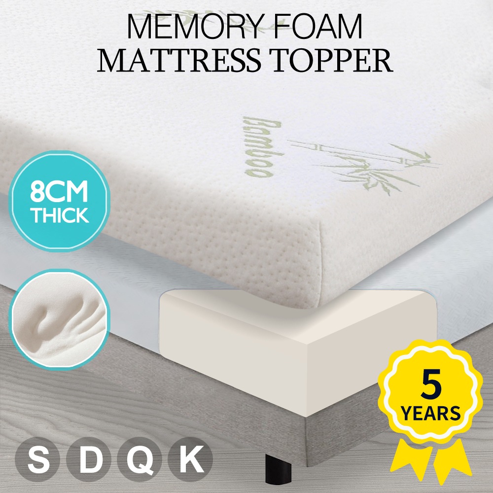 DreamZ Memory Foam Mattress Topper Bamboo Cover 8CM Underlay Mat Queen