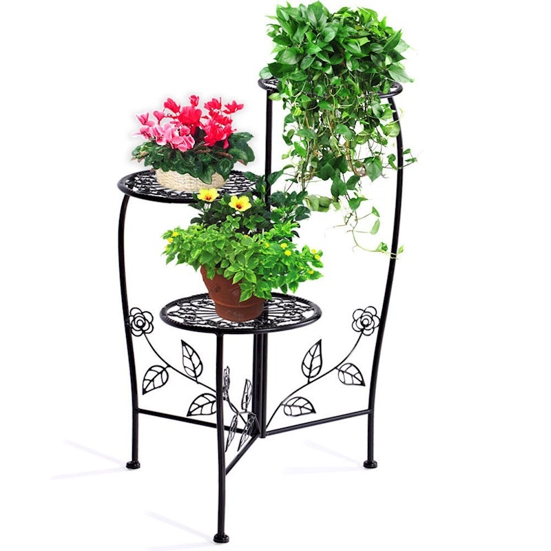 Metal Outdoor Indoor Pot Plant Stand Garden Decor Flower Rack Wrought