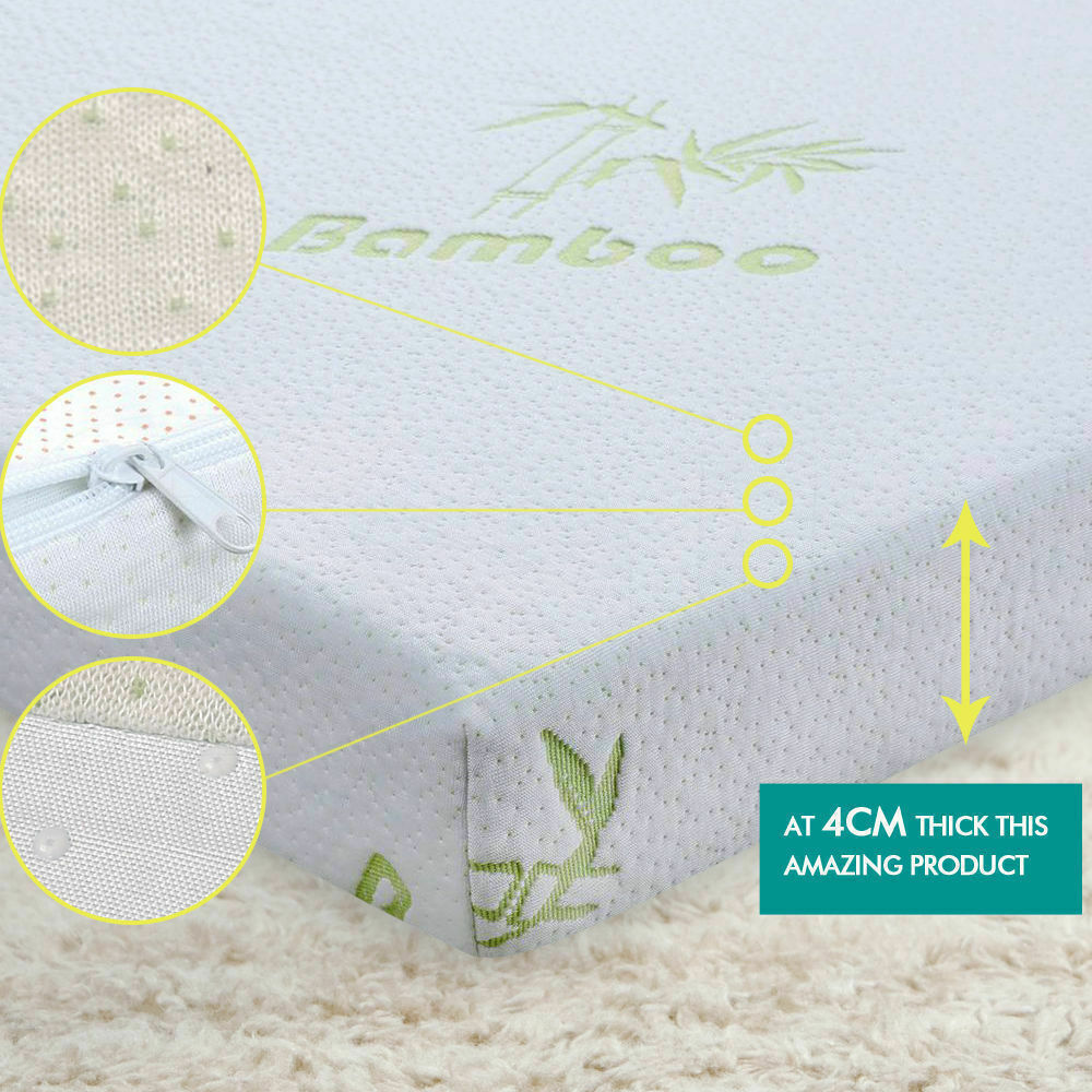 COOL GEL Memory Foam Mattress Topper Bamboo Fabric Cover 4CM 5Zone S D