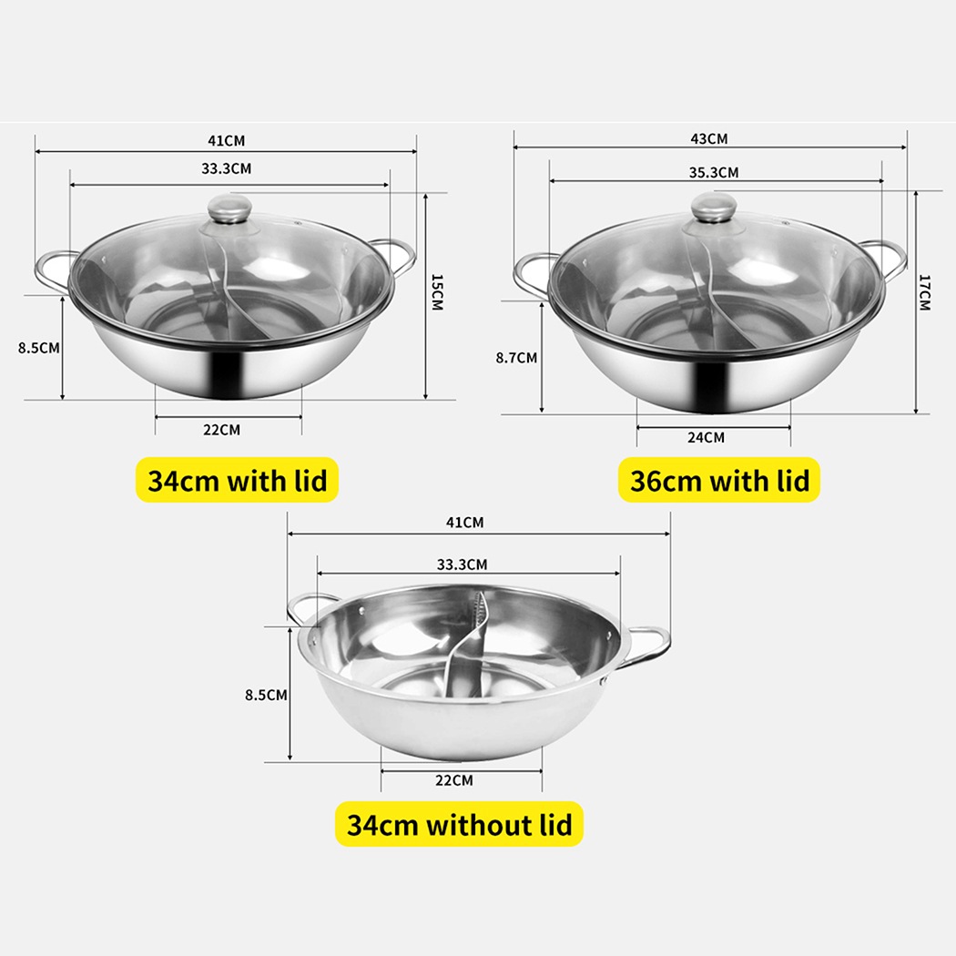 Stainless Steel Twin Mandarin Duck Hot Pot Induction Hotpot Cooker