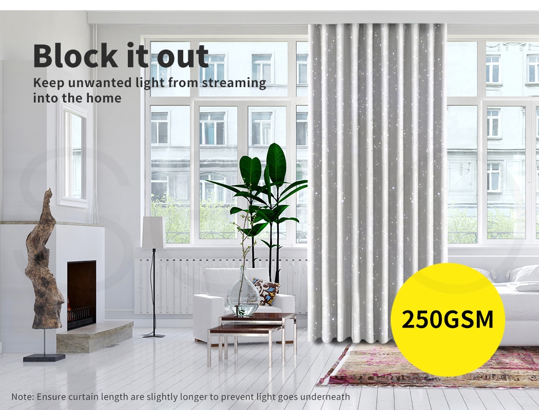 Star Blockout Blackout Curtains 3 Layers Eyelet Pure