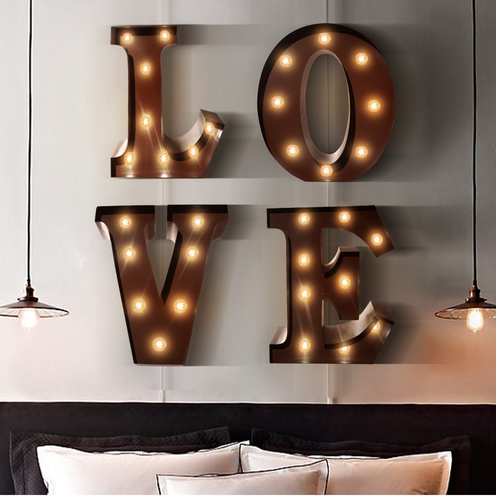 Number/Alphabet LED Letter Lights Light Up Metal Standing