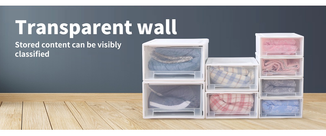 White Wide Cart Stacking Storage Bin Box Clothes Organizer Set