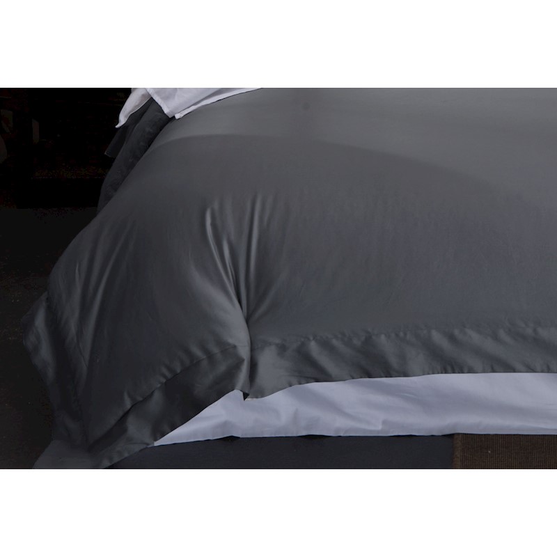 500TC Cotton Sateen Charcoal Quilt Cover / Doona Cover set (Single