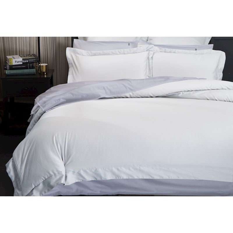 500tc Cotton Sateen White Quilt Cover Doona Cover Set Single