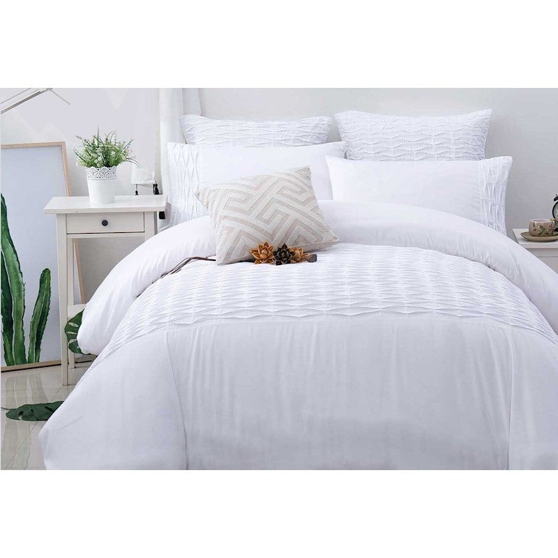 King Size Pintuck White 3pcs Quilt Cover Set Buy King Quilt