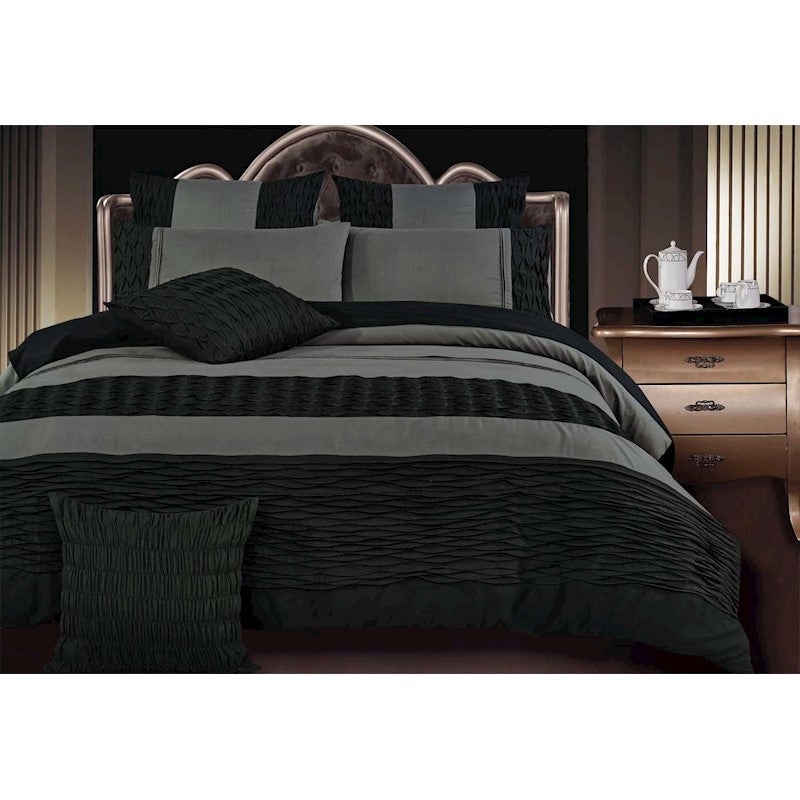 King Size Black Charcoal Pintuck 3pcs Quilt Cover Set Buy King