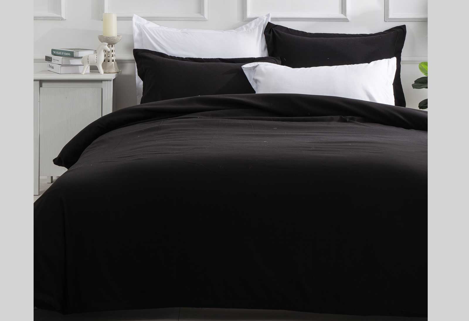 Plain Black Color Quilt Cover Set Doona Cover Set Single