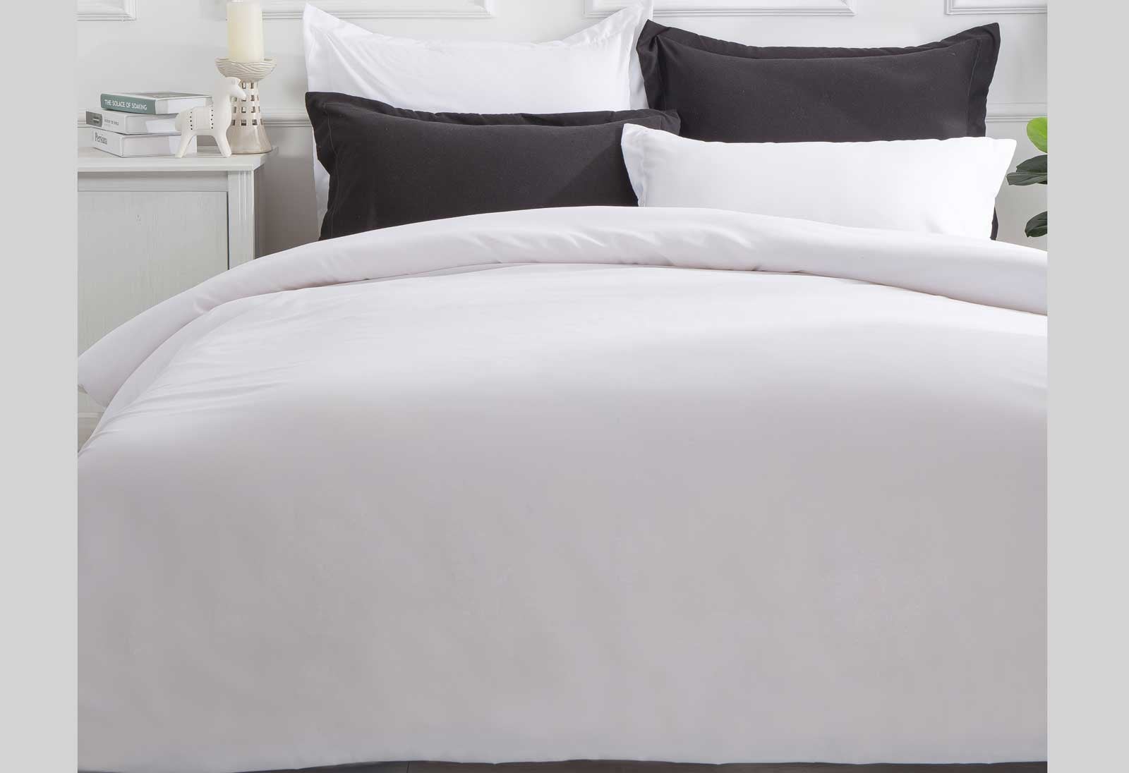 Plain White Color Quilt Cover Set Doona Cover Set Single