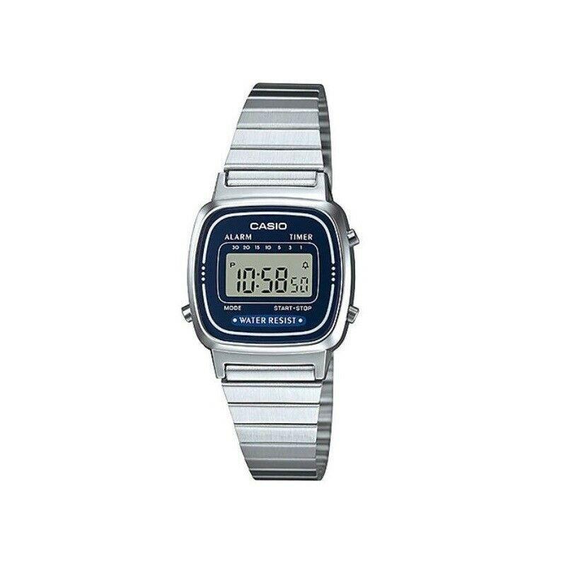 small silver casio watch