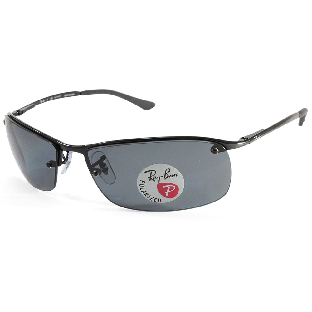 Ray Ban Rb3183 00281 Top Bar Polarised Shiny Blackgrey Sunglasses