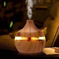 USB Wood Grain 300ml Air Humidifier Aromatherapy With Lights