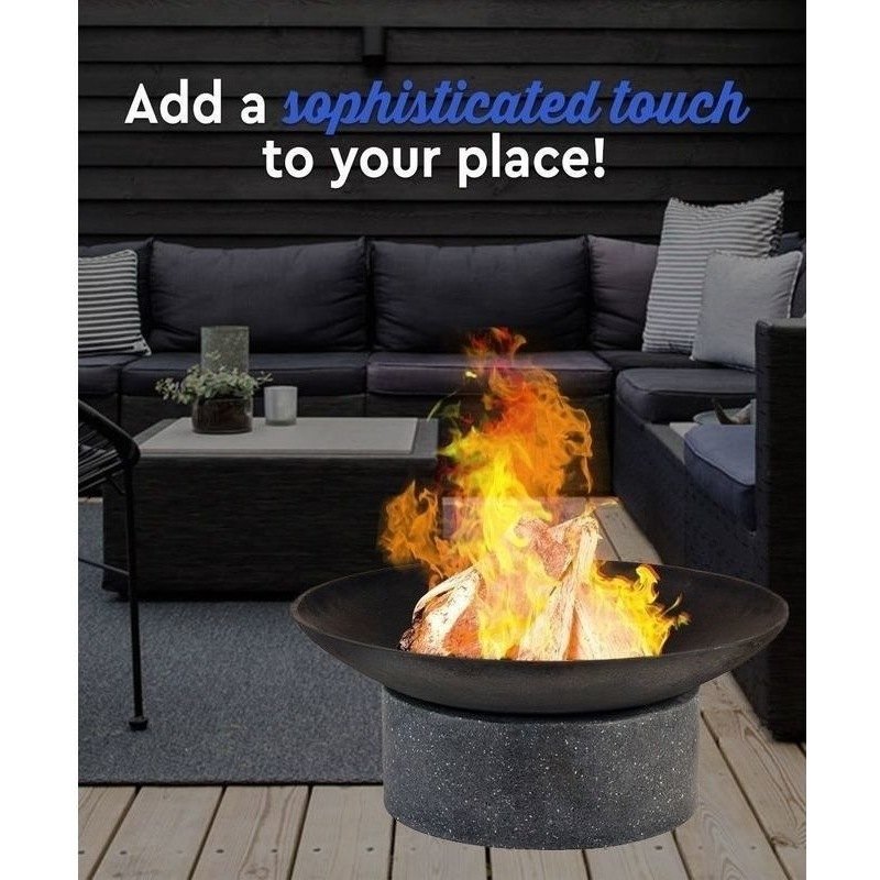 Round Granito Stone Outdoor Open Fire Pit in Black Buy Outdoor Fire Pits 203311