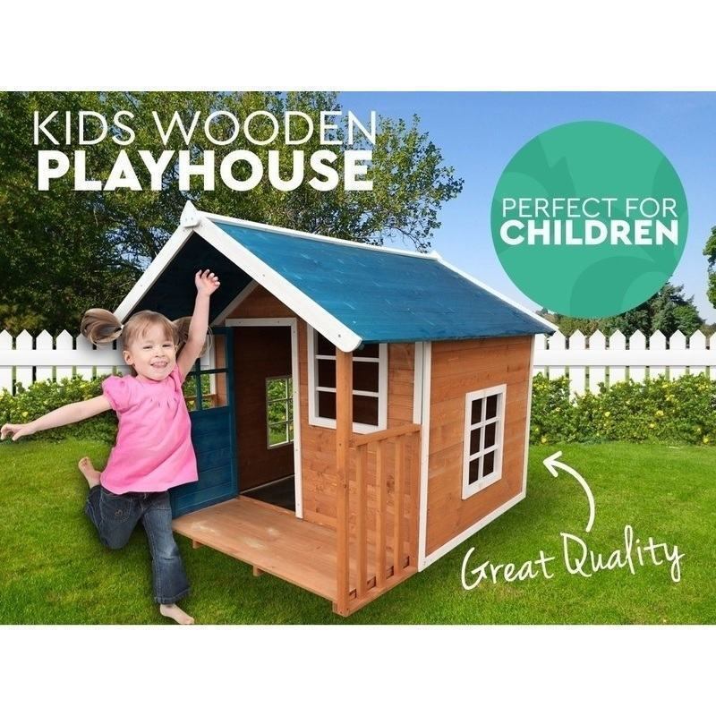 wooden playhouse with veranda