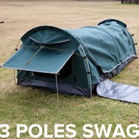Single Swag Dome Tent with Aluminium Poles for Camping Fishing Canvas Hoop