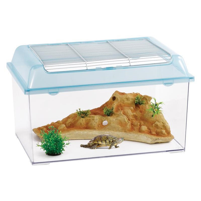 Large Reptile Enclosure Tank Box With Artificial Rock And Plants
