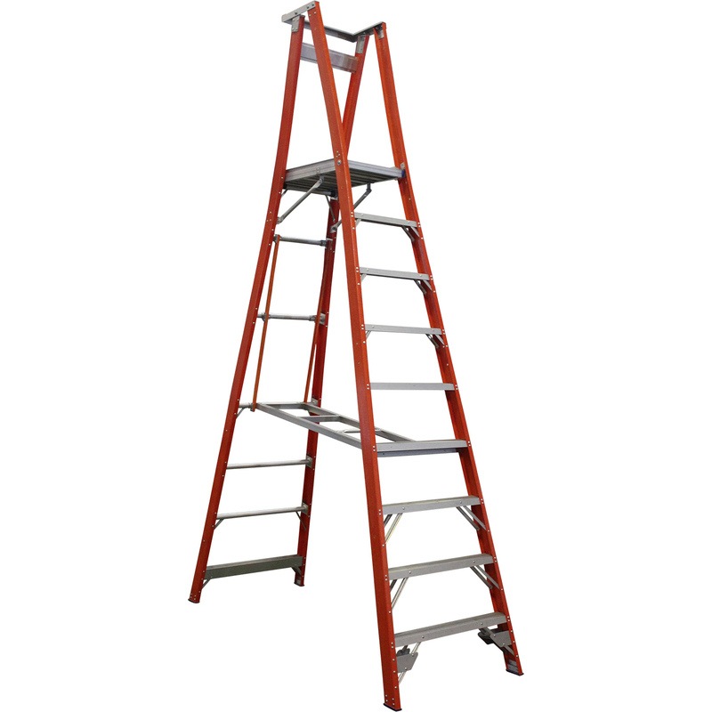 Indalex 9 Step Fibreglass Platform Ladder w/ Wheels Buy Platform