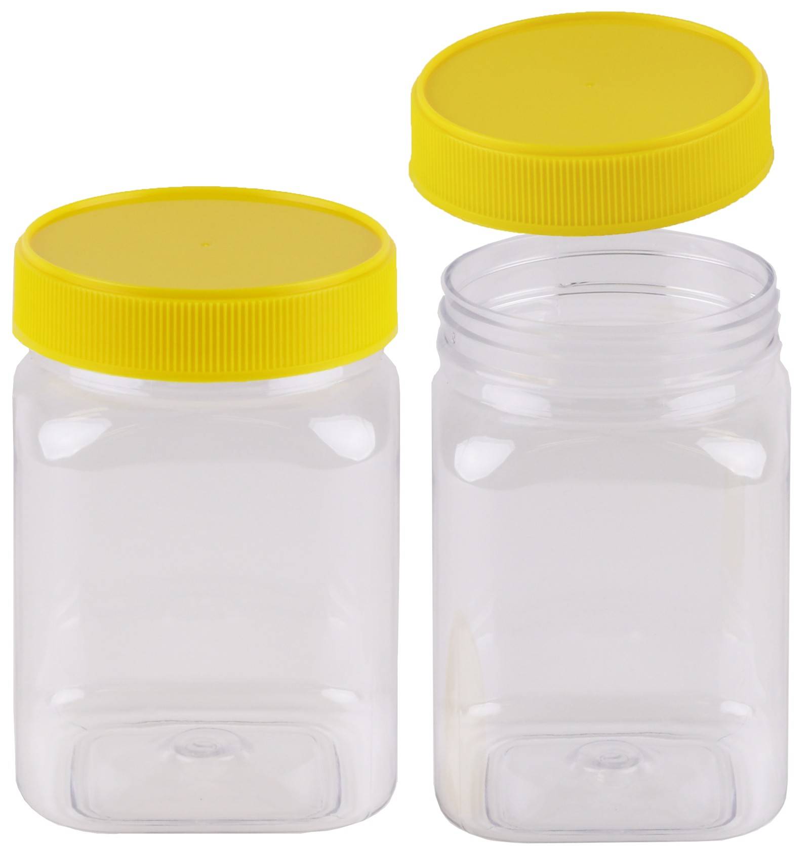 Carton 210pcs Square Honey Container 500g Jar and Lid with Yellow Lid