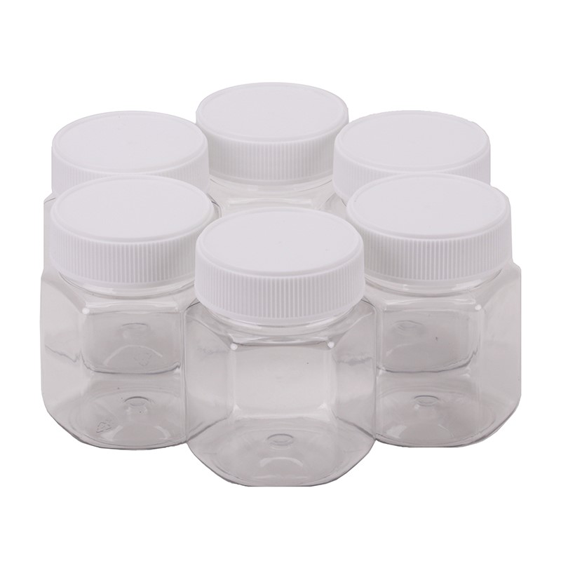 Carton 240 pcs of 250g Plastic Honey Jars with Anti Theft White Lid