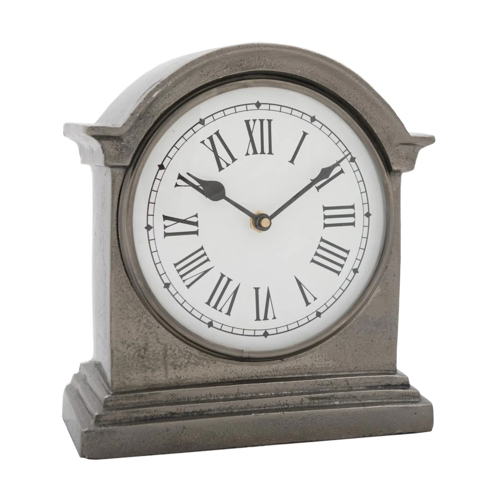 HUTT Large Table Clock with Round White Face Black Nickel Buy Table