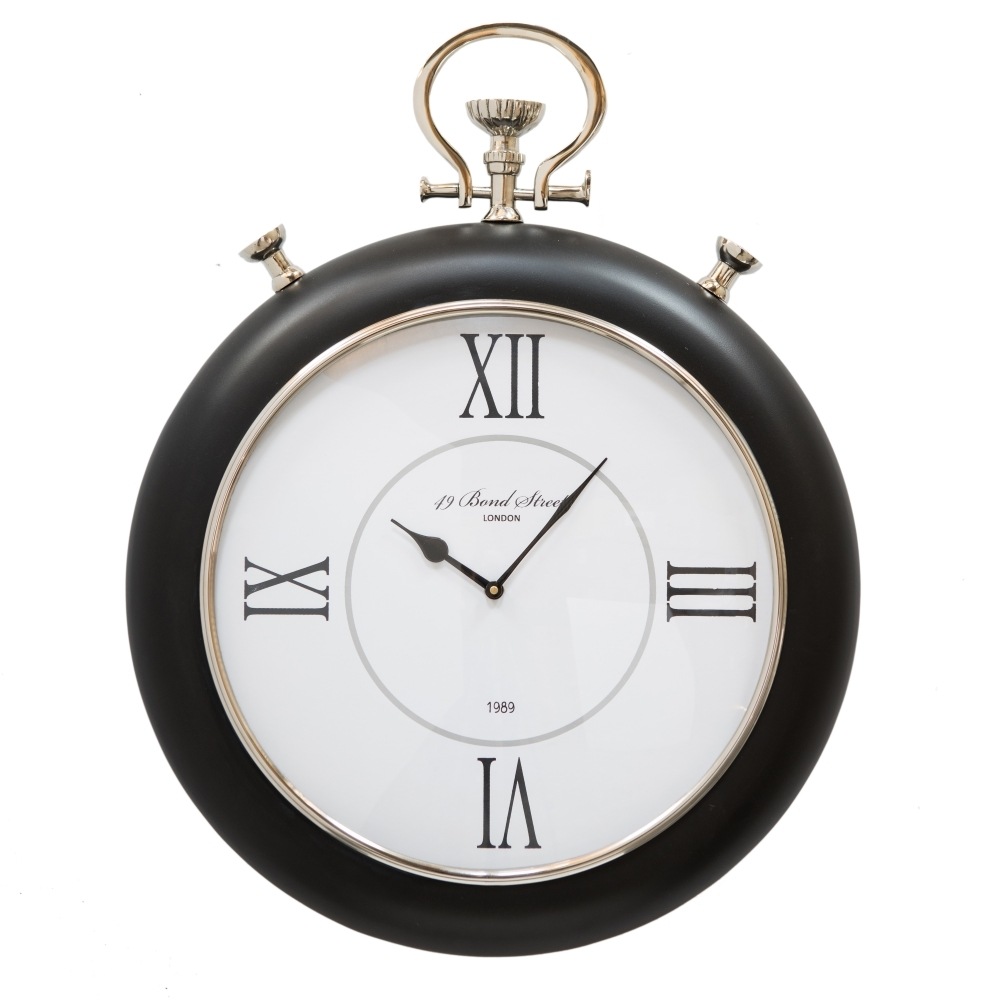 TYRE Small 33cm Round Wall Clock with Matte Black Surround and White