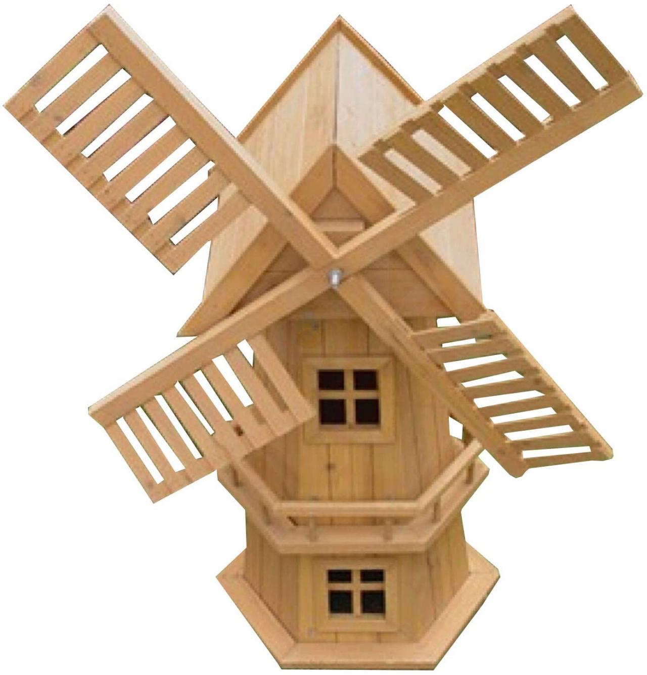 NEW 90CM WOODEN WINDMILL GARDEN ORNAMENT PLANT HOLDER OUTDOOR STATUE