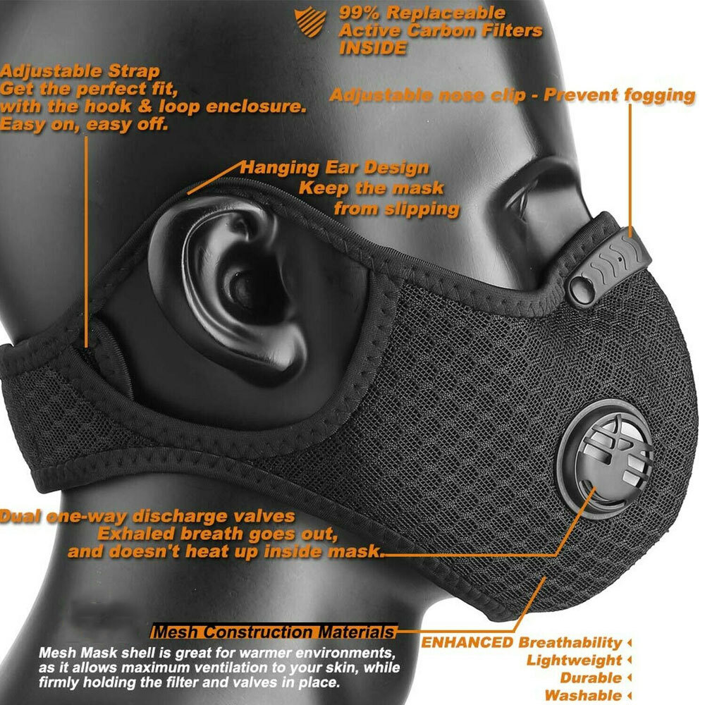 Dust FACE Mask N95 Activated Double Carbon filter Anti Dust Allergy