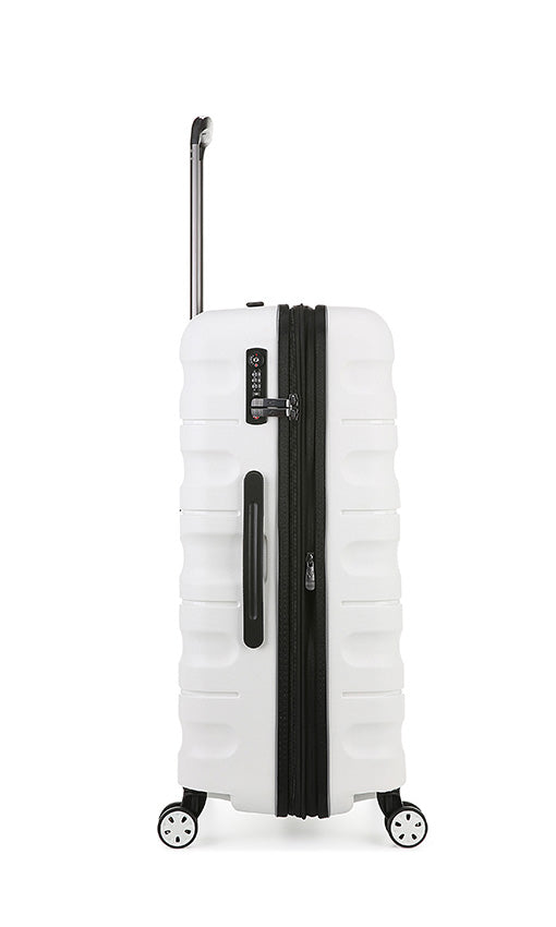 white 4 wheel suitcase