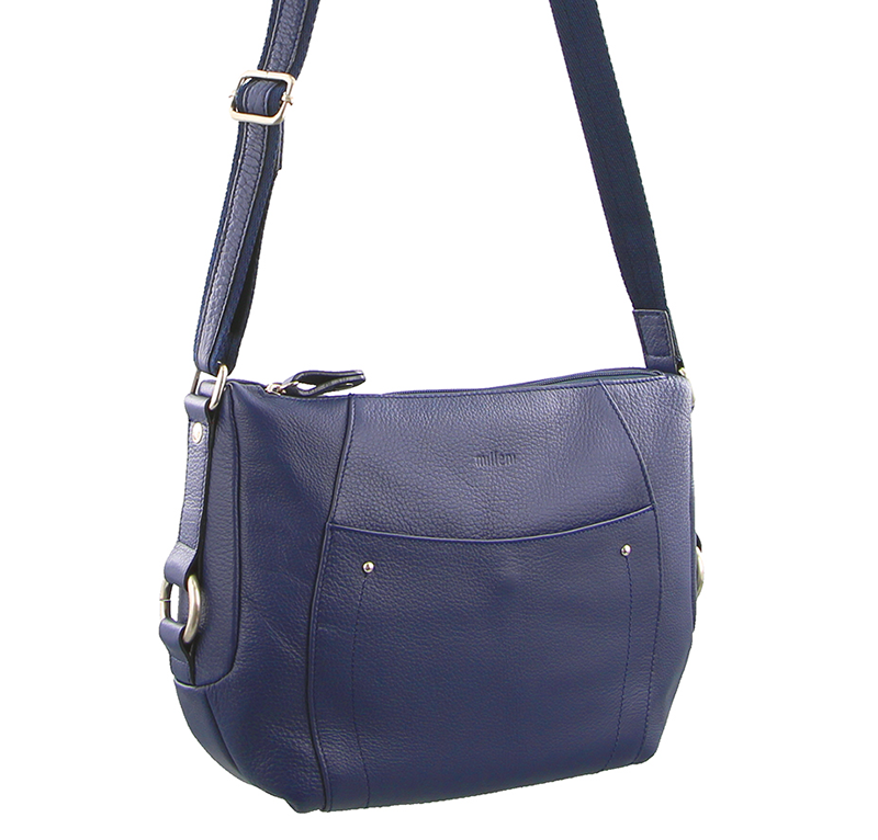 Milleni - Soft Italian Leather Cross Body Bag - Navy | Buy Handbags & Totes - 9321469182658