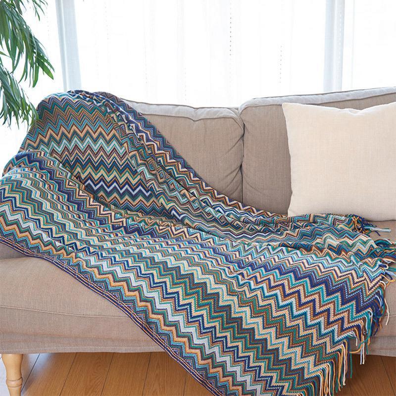 Bohemian Striped Cashmere Like Knitted Throw Blanket 130 x 170cm Buy Throw Blankets 890065