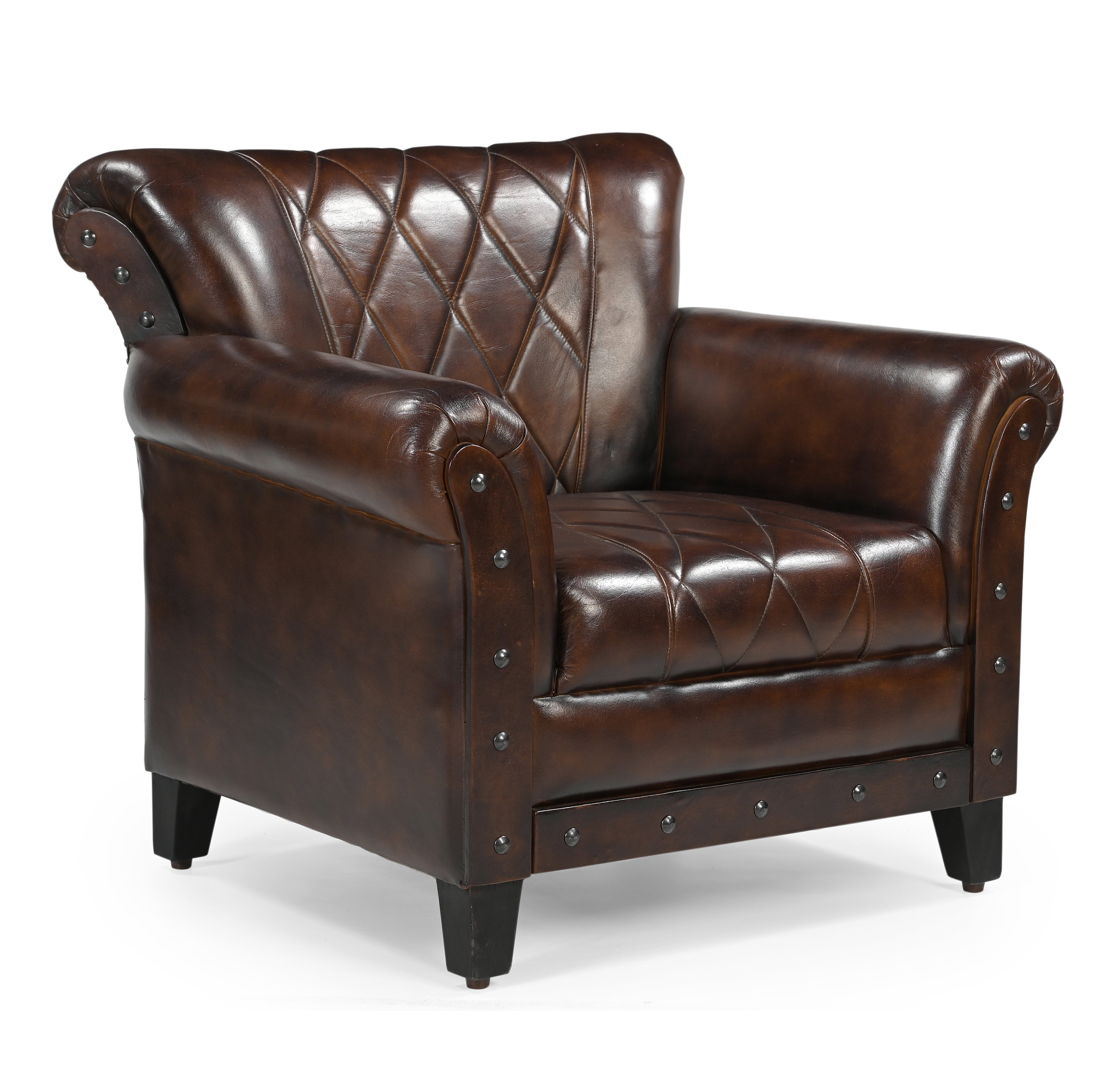 Criss Cross Chocolate Leather Arm Chair Buy Armchairs Accent