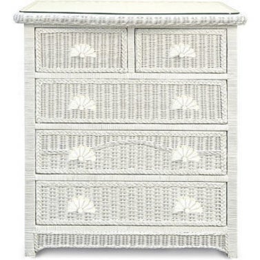 Havana Cane Glass Top 5 Drawer Tallboy White 1m Buy Tallboys