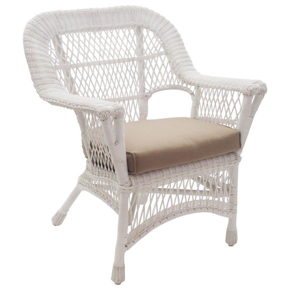 All Weather Wicker Paradiso White Patio Armchair With Cushion | Buy